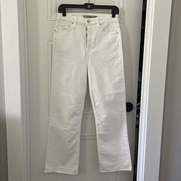 Hudson White Faye Ultra High Rise Bootcut Crop Jeans - Picture 1 of 7